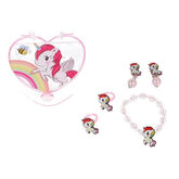 Inca Bisutería En Cajita De Corazón Unicornio Set 5 Piezas