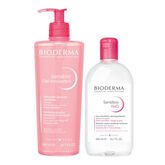 Bioderma Sensibio H2O Desmaquillante Pieles Sensibles 500ml + Bioderma Sensibio Gel Limpiador 500ml  Set 2 Piezas