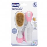 Chicco Cepillo y Peine Pelo Natural Rosa 0m+