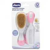 Chicco Cepillo y Peine Pelo Natural Rosa 0m+