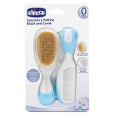 Chicco Cepillo y Peine Pelo Natural Azul 0m+ 