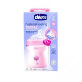 Chicco Biberón Natural Feeling Silicona 2m Flujo Medio 250ml Rosa