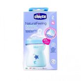 Chicco Biberón Natural Feeling Silicona 2m Flujo Medio 250ml Azul