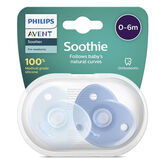 Avent Chupete Soothie 100% Silicona Azul 0-6 Meses 2U