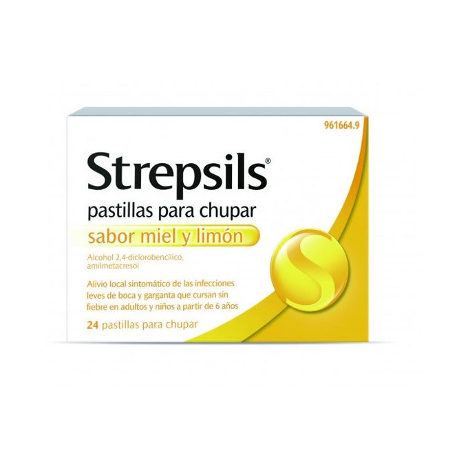 STREPSILS sabor a miel de limón 24 pastillas de dolor de garganta